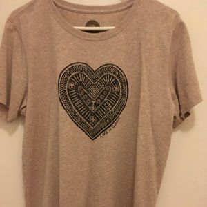 Life is Good T-Shirt, Brown/Tan, Size Large, Short Sleeves